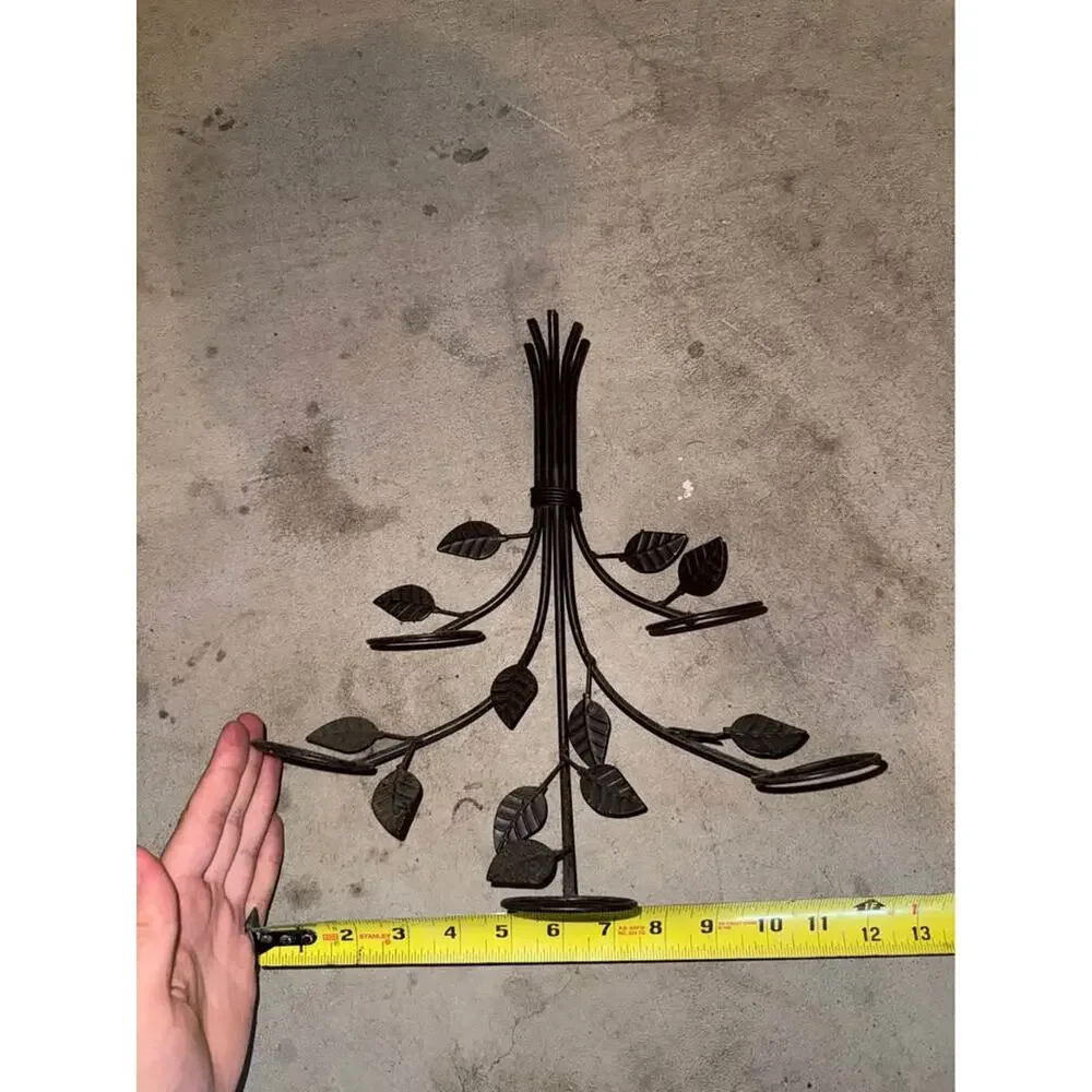 Metal wall sconce branch leaves votive candle holder
